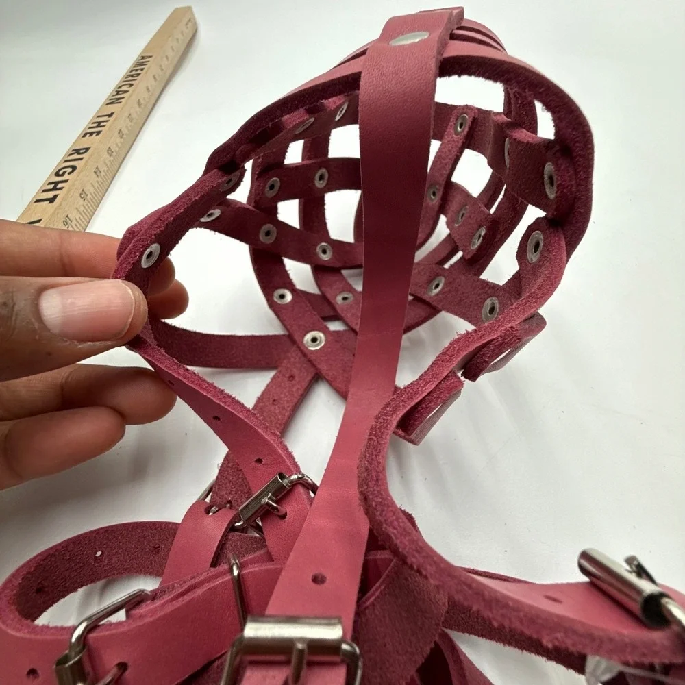 CollarDirect Pink Leather Dog‎ Muzzle Adjustable Basket Style Pet Safety 05977